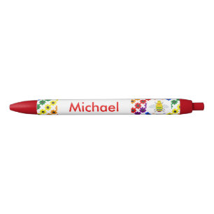 Cute LGBT Proud Rainbow Bee en Flowers Custom Zwarte Inkt Pen