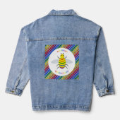 Cute LGBT Proud Rainbow Bee en Flowers Denim Jacket (Achterkant)