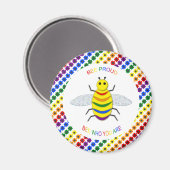 Cute LGBT Proud Rainbow Bee en Flowers Magneet (Voorkant / Achterkant)