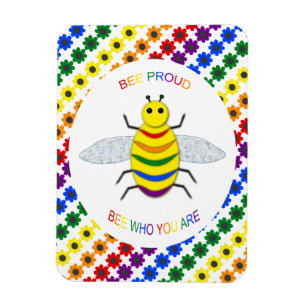 Cute LGBT Proud Rainbow Bee en Flowers Magneet