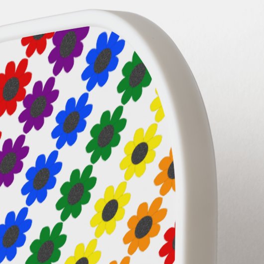 Cute LGBT Proud Rainbow Bee en Flowers Pickleball Paddle (Links Detail)