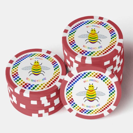 Cute LGBT Proud Rainbow Bee en Flowers Poker Chips (Opstapeling)