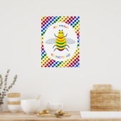 Cute LGBT Proud Rainbow Bee en Flowers Poster (Keuken)