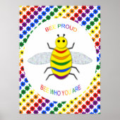 Cute LGBT Proud Rainbow Bee en Flowers Poster (Voorkant)