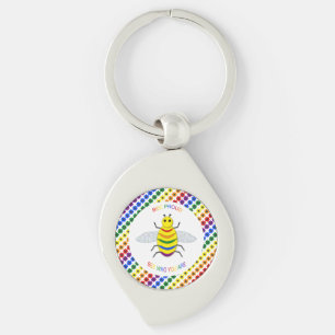 Cute LGBT Proud Rainbow Bee en Flowers Sleutelhanger