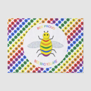 Cute LGBT Proud Rainbow Bee en Flowers Tissuepapier