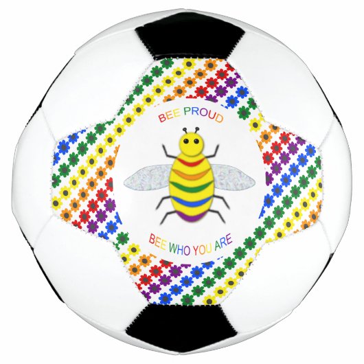 Cute LGBT Proud Rainbow Bee en Flowers Voetbal (Voorkant)