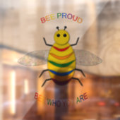 Cute LGBT Proud Rainbow Bee Raamsticker (Vel 2)