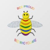Cute LGBT Proud Rainbow Bee Raamsticker (Vel)