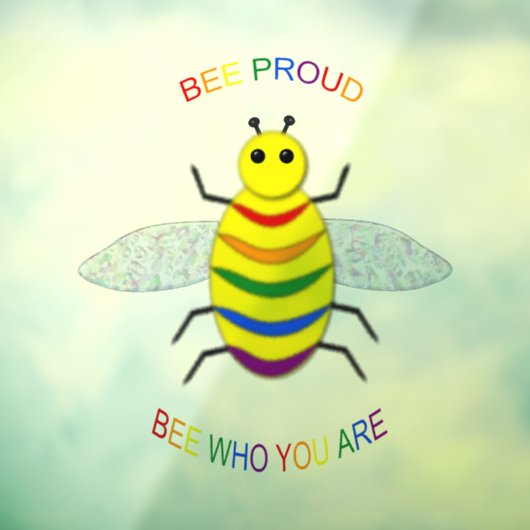 Cute LGBT Proud Rainbow Bee Raamsticker (Vel 3)