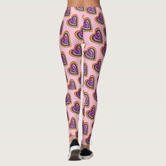Cute LGBT Rainbow Flag Hearts Pattern Gay Pride Leggings (Achterkant)