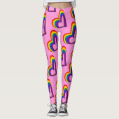 Cute LGBT Rainbow Flag Hearts Pattern Gay Pride Leggings (Voorkant)