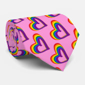 Cute LGBT Rainbow Flag Hearts Pattern Gay Pride Stropdas (Opgerold)