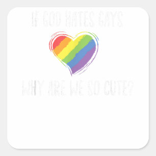Cute LGBT Rainbow Heart Lesbian Gay Pride Month Eq Vierkante Sticker