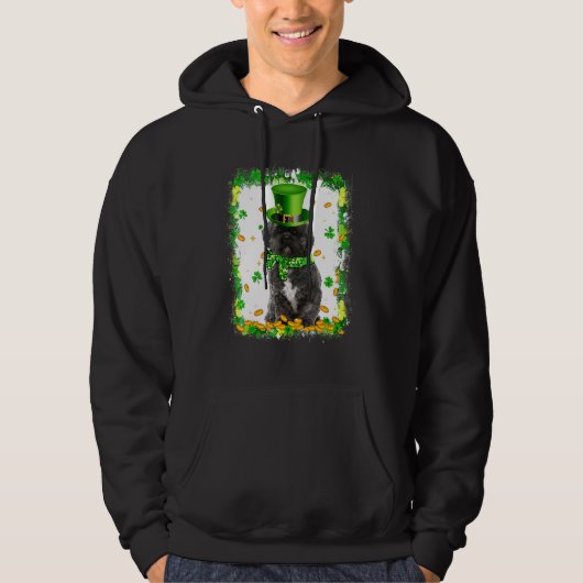 Cute Lhasa Apso Dog St Patricks Day Irish Shamrock Hoodie (Voorkant)