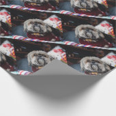Cute lhasa apso puppy at Christmas b Cadeaupapier (Hoek)