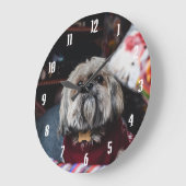 Cute lhasa apso puppy met kerstmis b grote klok (Hoek)