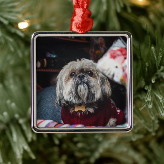 Cute lhasa apso puppy met kerstmis b metalen ornament (Boom)