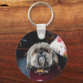 Cute lhasa apso puppy met kerstmis b sleutelhanger (Voorkant)