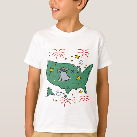 Cute Liberty Bell en Fireworks Kinder T - shirts (Voorkant)
