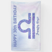 Cute Libra Custom Paars Happy Birthday Party Spandoek (Verticaal)