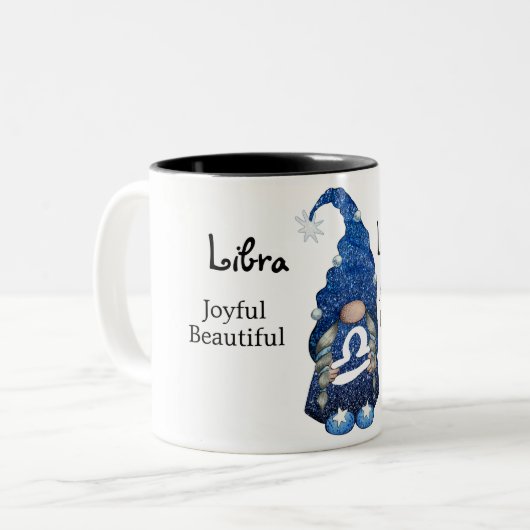 Cute Libra Gnome Zodiac Sign Tweekleurige Koffiemok (Voorkant links)