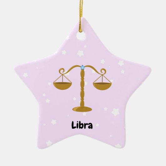 Cute Libra Round Star Keramisch Ornament (Voorkant)