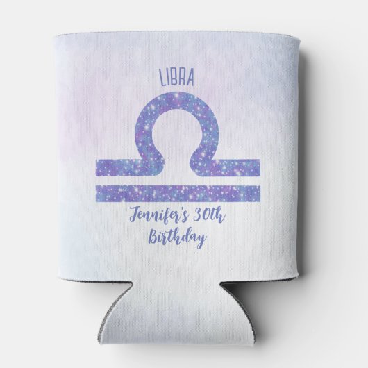 Cute Libra Sign Custom Paars Birthday Party Blikjeskoeler (Achterkant)
