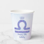Cute Libra Sign Custom Paars Birthday Party Papieren Bekers (Achterkant)