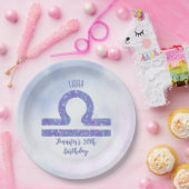 Cute Libra Sign Custom Paars Birthday Party Papieren Bordje (Feest)