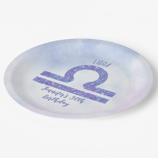 Cute Libra Sign Custom Paars Birthday Party Papieren Bordje (Gekanteld)