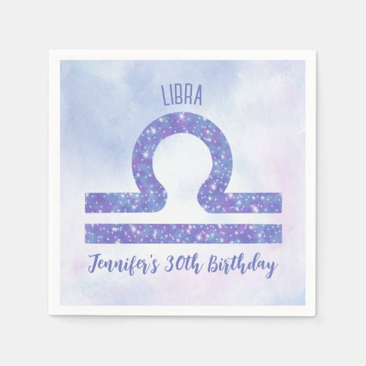 Cute Libra Sign Custom Paars Birthday Party Servet (Voorkant)