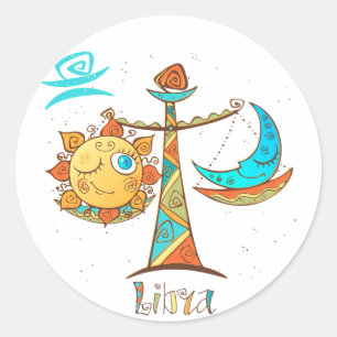 Cute Libra Sun en Moon Scales Ronde Sticker