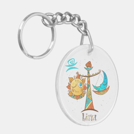 Cute Libra Sun en Moon Scales Sleutelhanger (Voorkant Links)
