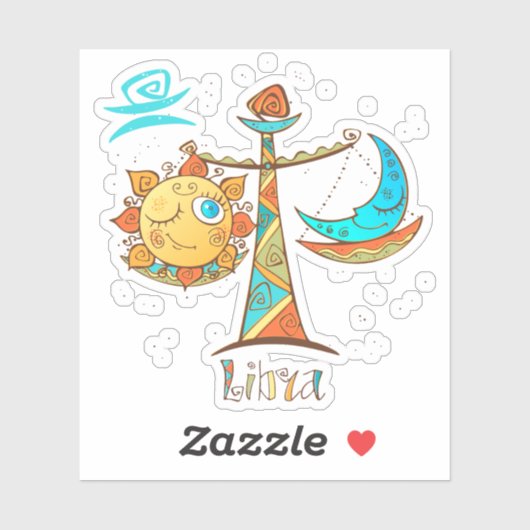 Cute Libra Sun en Moon Scales Sticker (Vel)