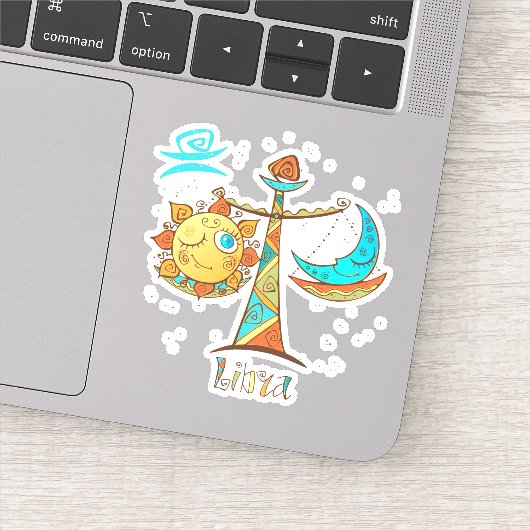 Cute Libra Sun en Moon Scales Sticker (Detail)