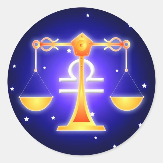 Cute Libra Zodiac Ronde Sticker (Voorkant)