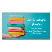 Cute Librarian or Bookstore Stack of Books in Hand Magnetisch Visitekaartje (Voorkant)