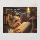 Cute Library Yorkshire Dog Birthday Briefkaart (Voorkant)