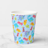 Cute Licht Pastelblauwe Baby Dinosaurus Verjaardag Papieren Bekers (Voorkant)