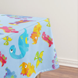 Cute Licht Pastelblauwe Baby Dinosaurus Verjaardag Tafelkleed