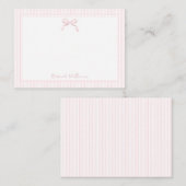 Cute Licht Roze Strik en Strepen Rand Notitiekaartje (Voorkant / Achterkant)