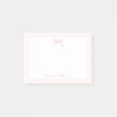 Cute Licht Roze Strik en Strepen Rand Post-it® Notes (Voorkant)