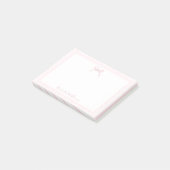 Cute Licht Roze Strik en Strepen Rand Post-it® Notes (Schuin)