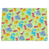 Cute Lichte Pastelgroene Baby Dinosaur Verjaardag Groot Cadeauzakje (Voorkant)