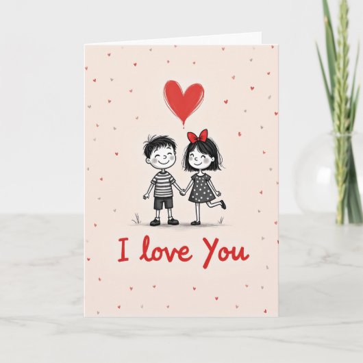 Cute Liefdes Koppel Hartjes Kaart (Voorkant)