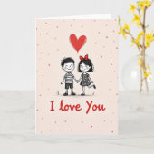 Cute Liefdes Koppel Hartjes Kaart (Gele Bloem)