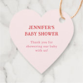 Cute Lieve Meisje Baby Shower Hart Bedankjes Labels (Achterkant)