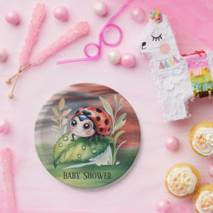 Cute Lieveboompje Meisje Baby Shower Papieren Bordje