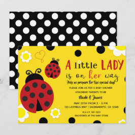 Cute Lieveheersbeestje Gele Bloemen Meisjes Baby B Kaart